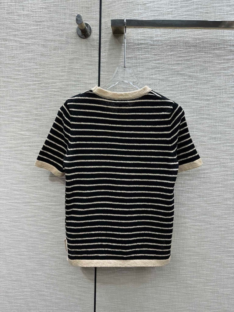 0528 striped knitted short sleeves