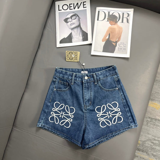 0528 Embroidered denim shorts