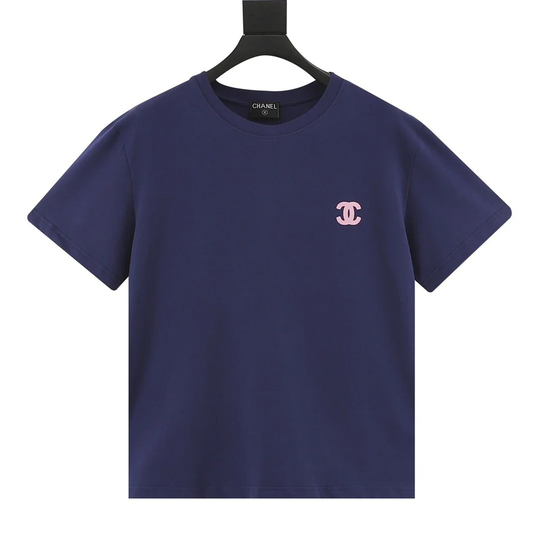 0528 Pink logo print short-sleeved T-shirt