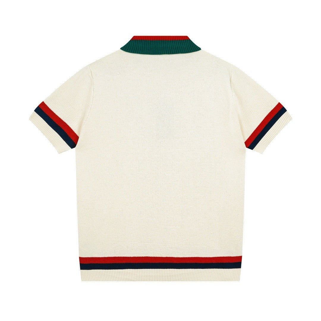 0528 Contrast color polo shirt