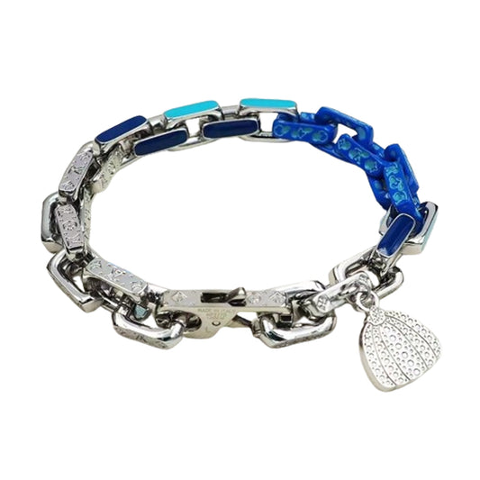 0528 Blue and silver patchwork pumpkin bracelet