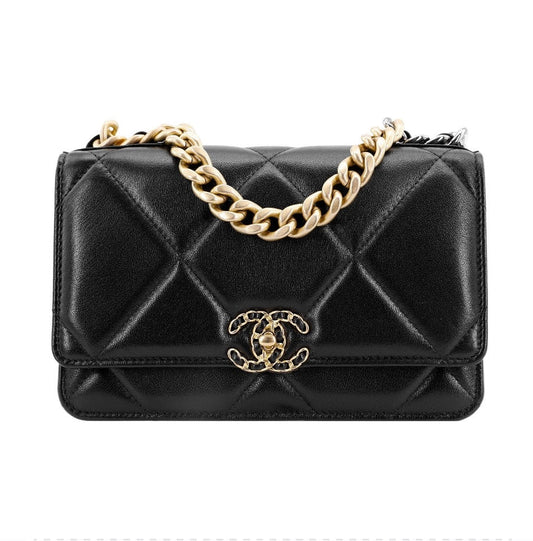 0528 Wallet on Chain WOC black Lambskin