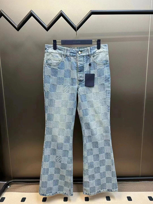 0528 Checkerboard casual jeans