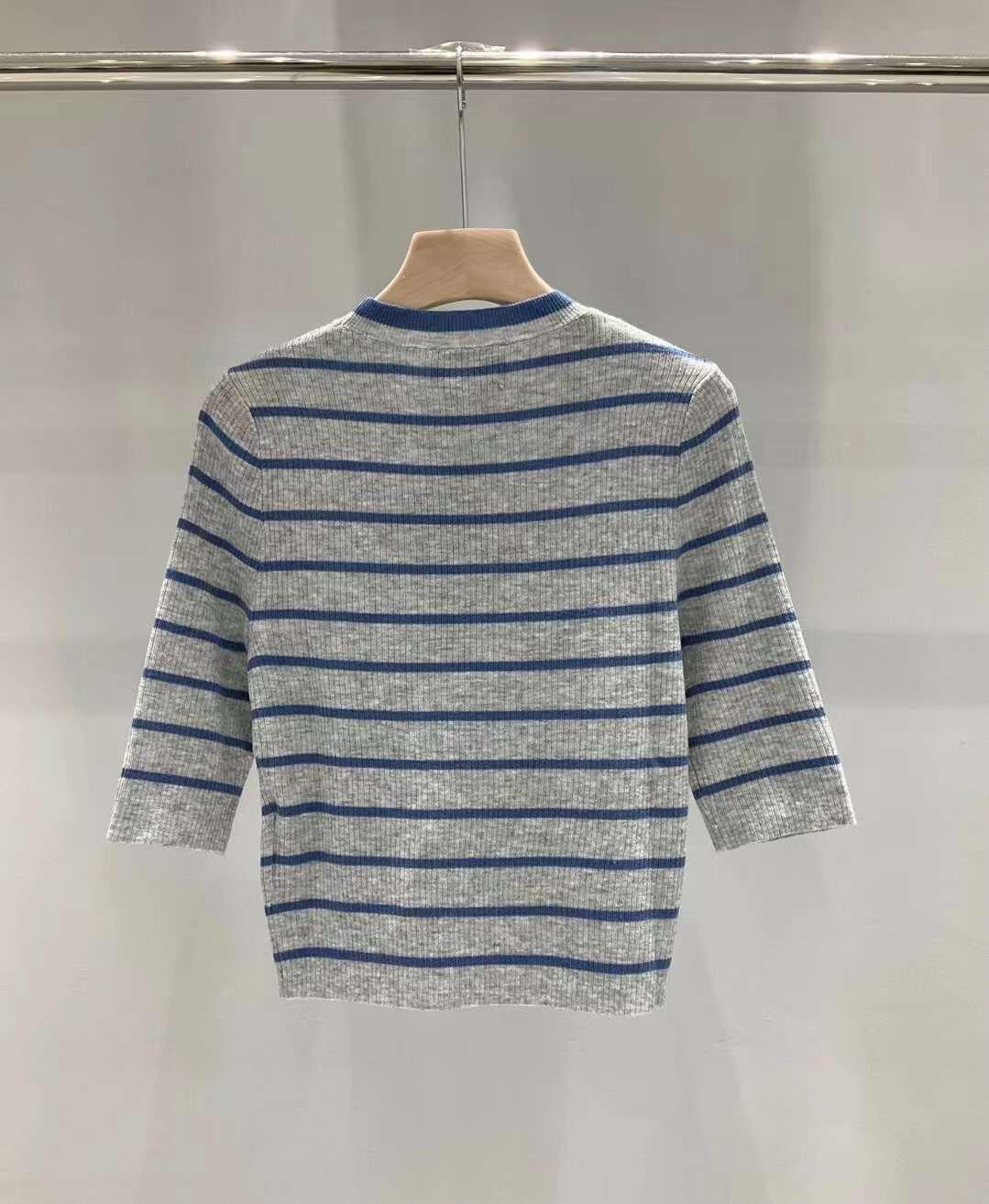 0528 Striped knit short sleeves