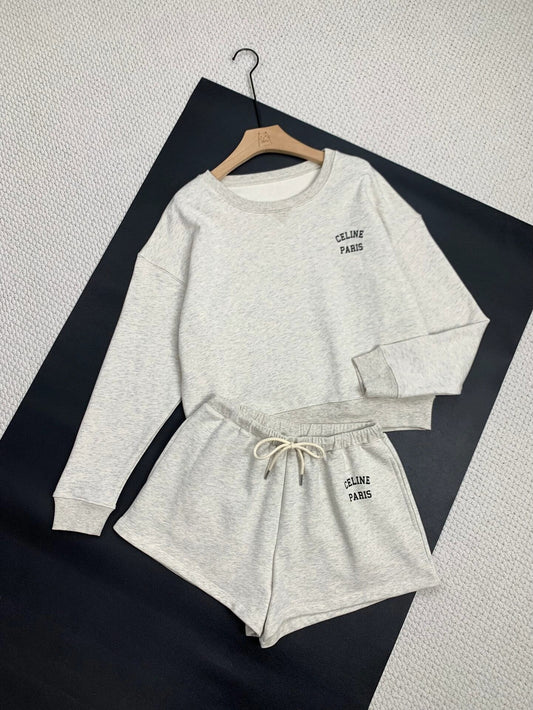 0528 Letter Print Sweatshirt Set