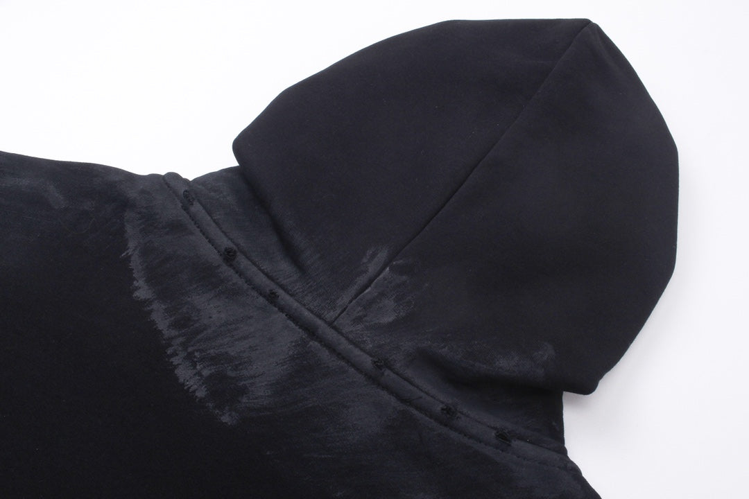 Skater Hoodie Oversized in black curly fleece