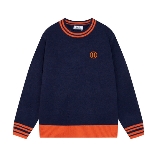 0818 New autumn and winter color matching sweater