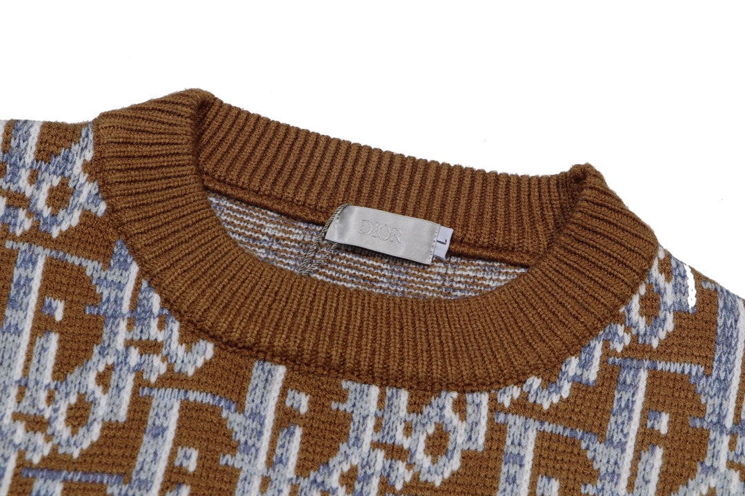 0909 Colorful logo jacquard wool crew-neck sweater