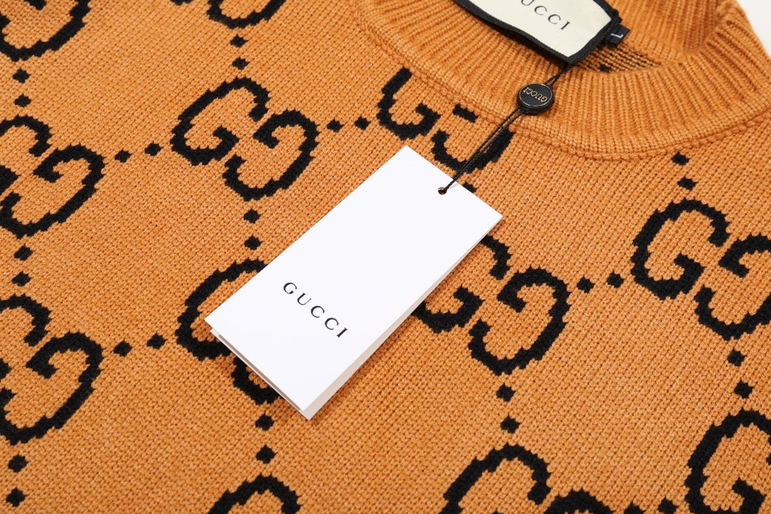 0909 New alphabet jacquard crew-neck sweater