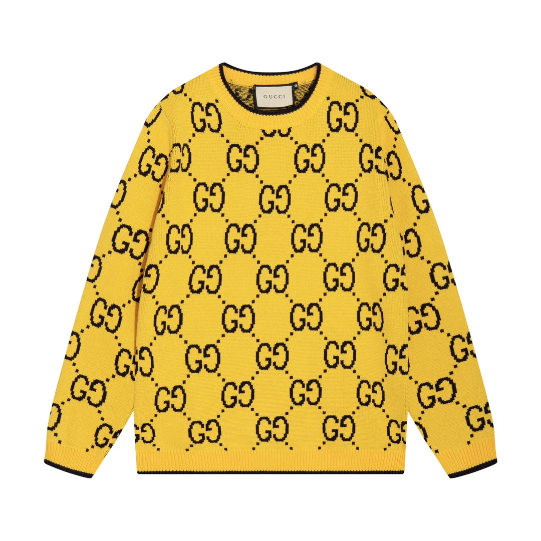 0909 New alphabet jacquard crew-neck sweater