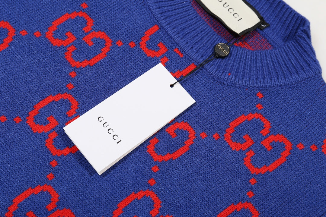 0909 New alphabet jacquard crew-neck sweater