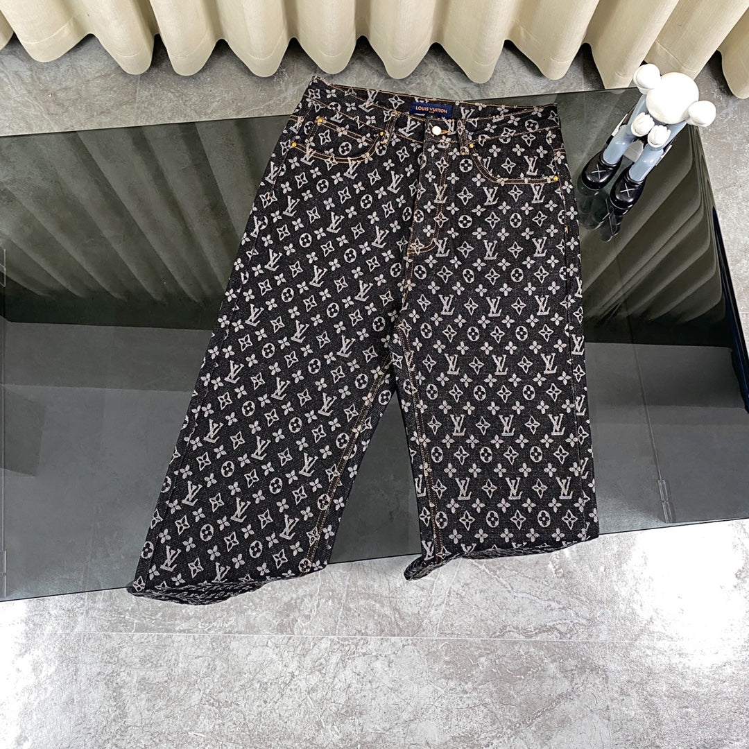 0916 Denim rough jacquard pants