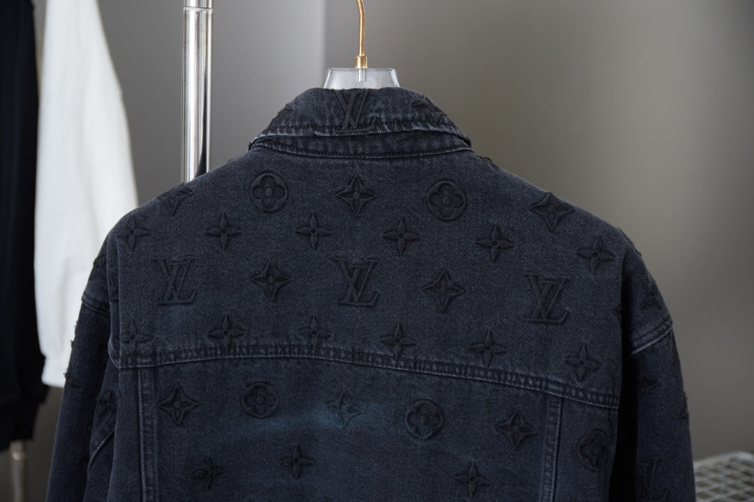 0916 Heavy gradient Aurora embroidered denim jacket