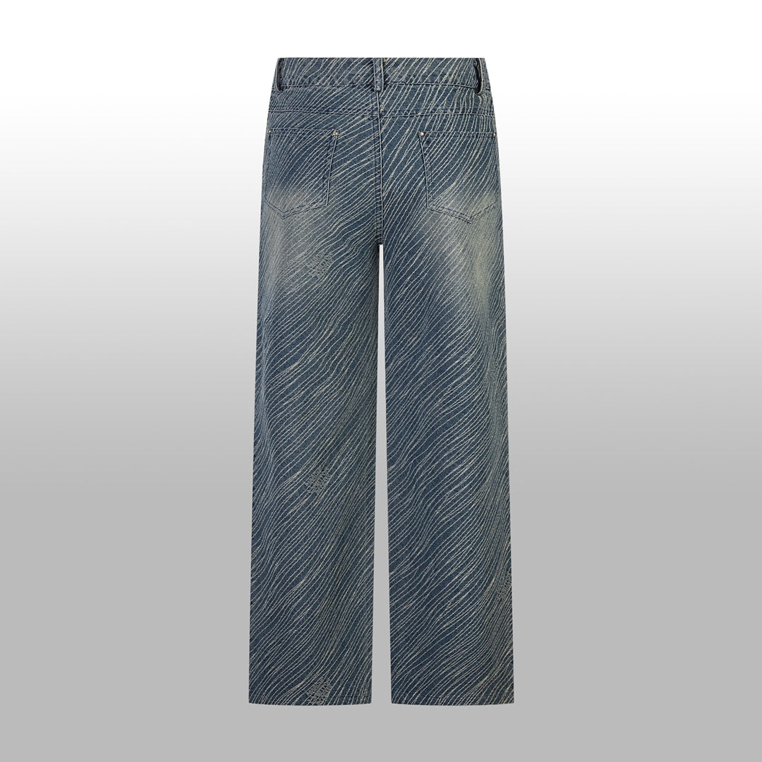 1014 High quality jacquard heavy wash denim