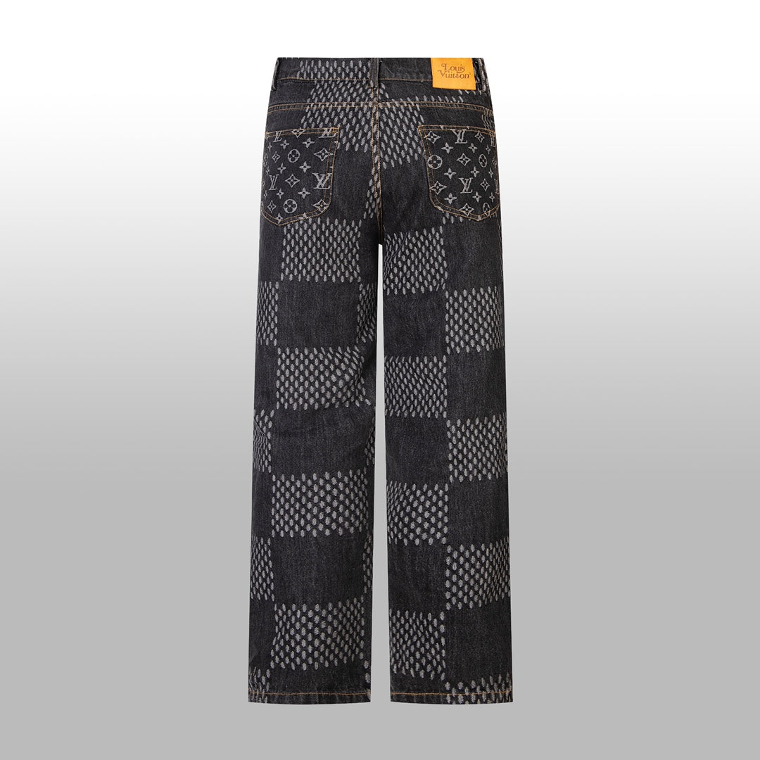 1014 High quality jacquard heavy wash denim pant