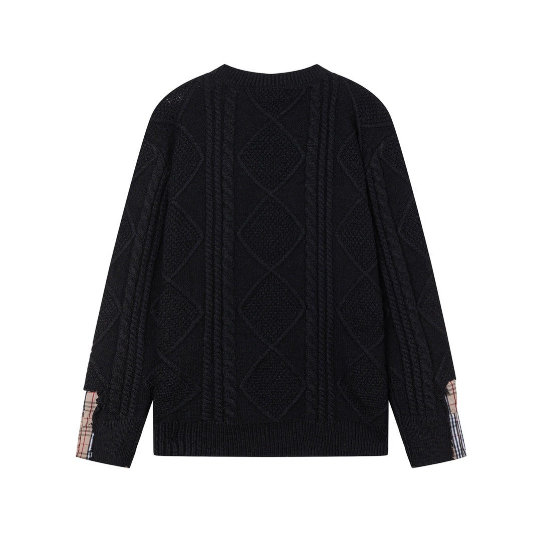 1021 New black patchwork sweater