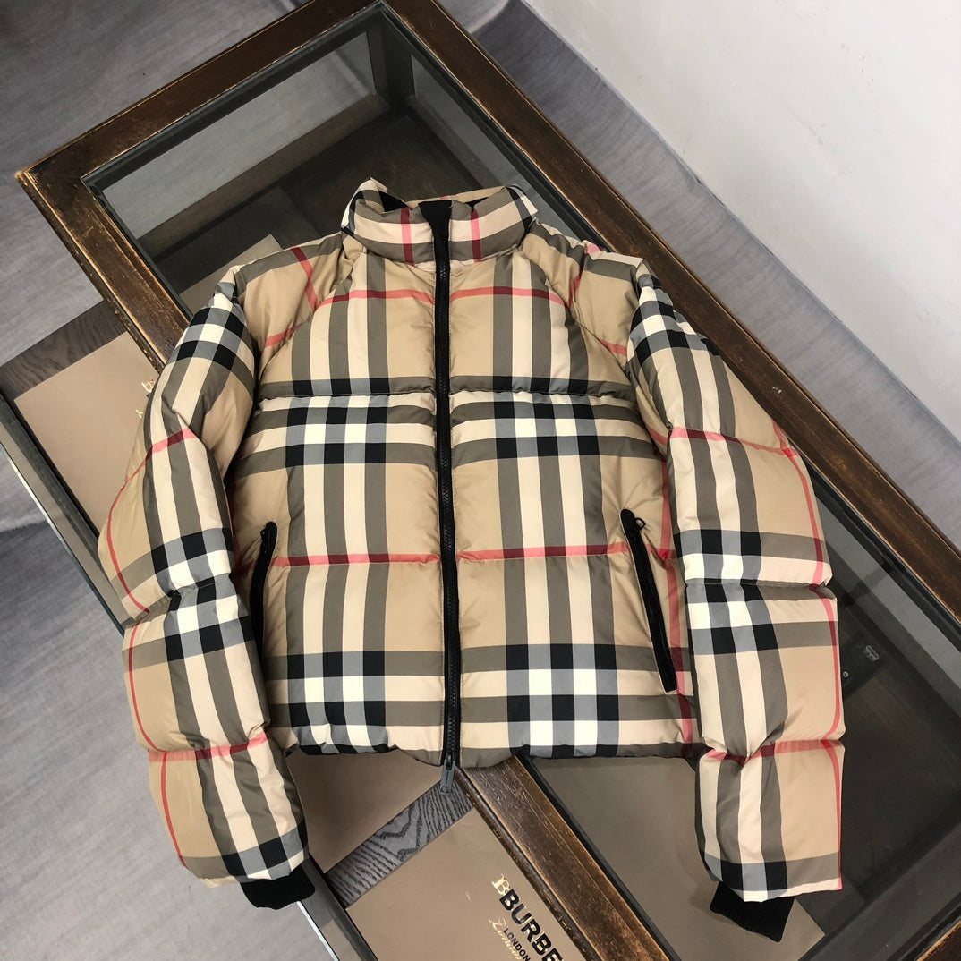 1021 New plaid patchwork down jacket