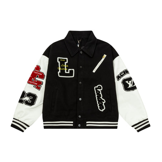 1111 New top of the line flocking alphabet embroidery patchwork baseball jacket