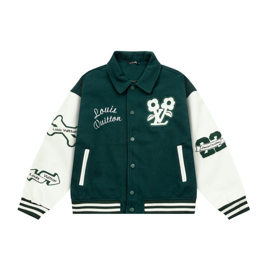 1111 New top of the line flocking alphabet embroidery patchwork baseball jacket