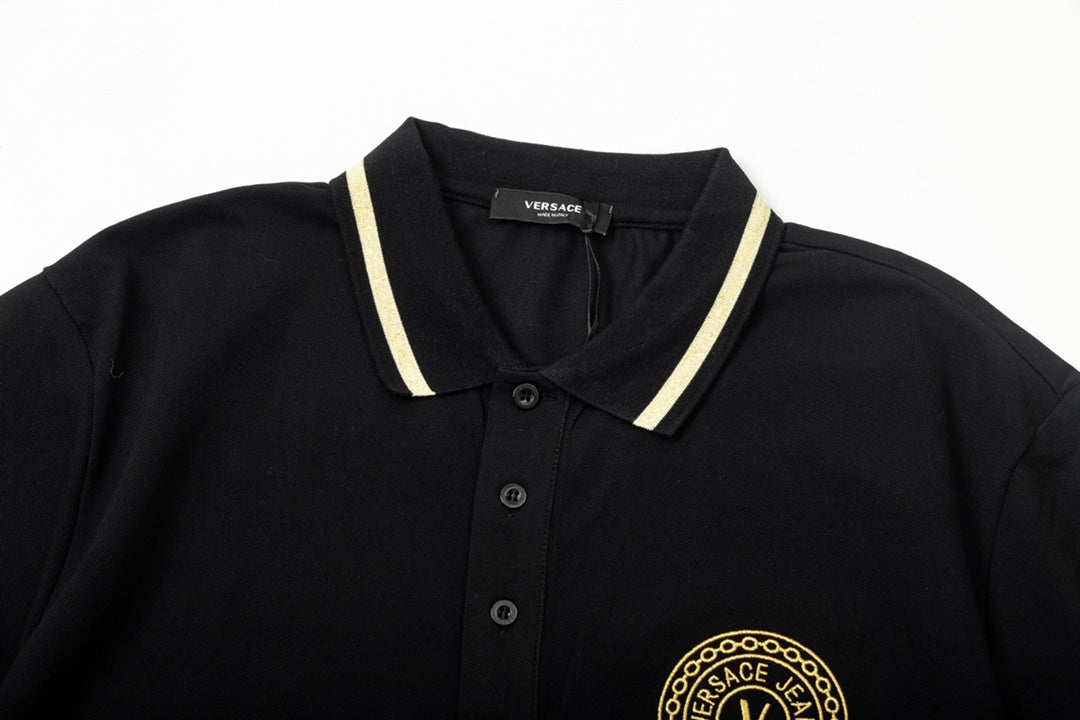 1211 New embroidered color patchwork polo shirt