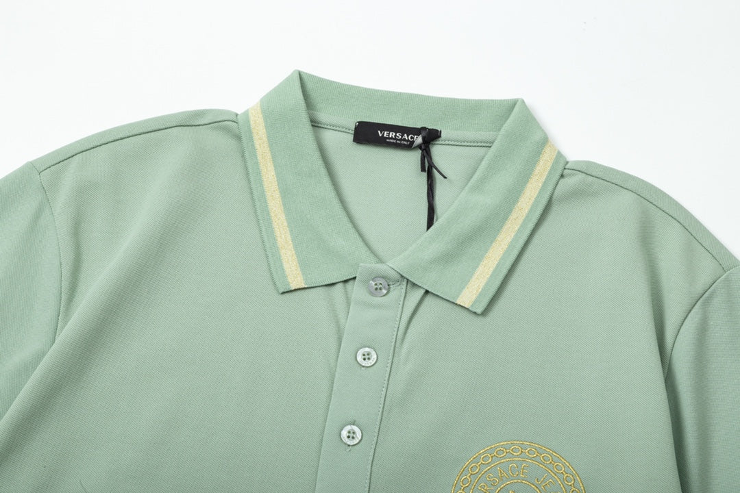 1211 New embroidered color patchwork polo shirt