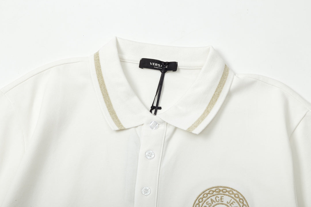 1211 New embroidered color patchwork polo shirt