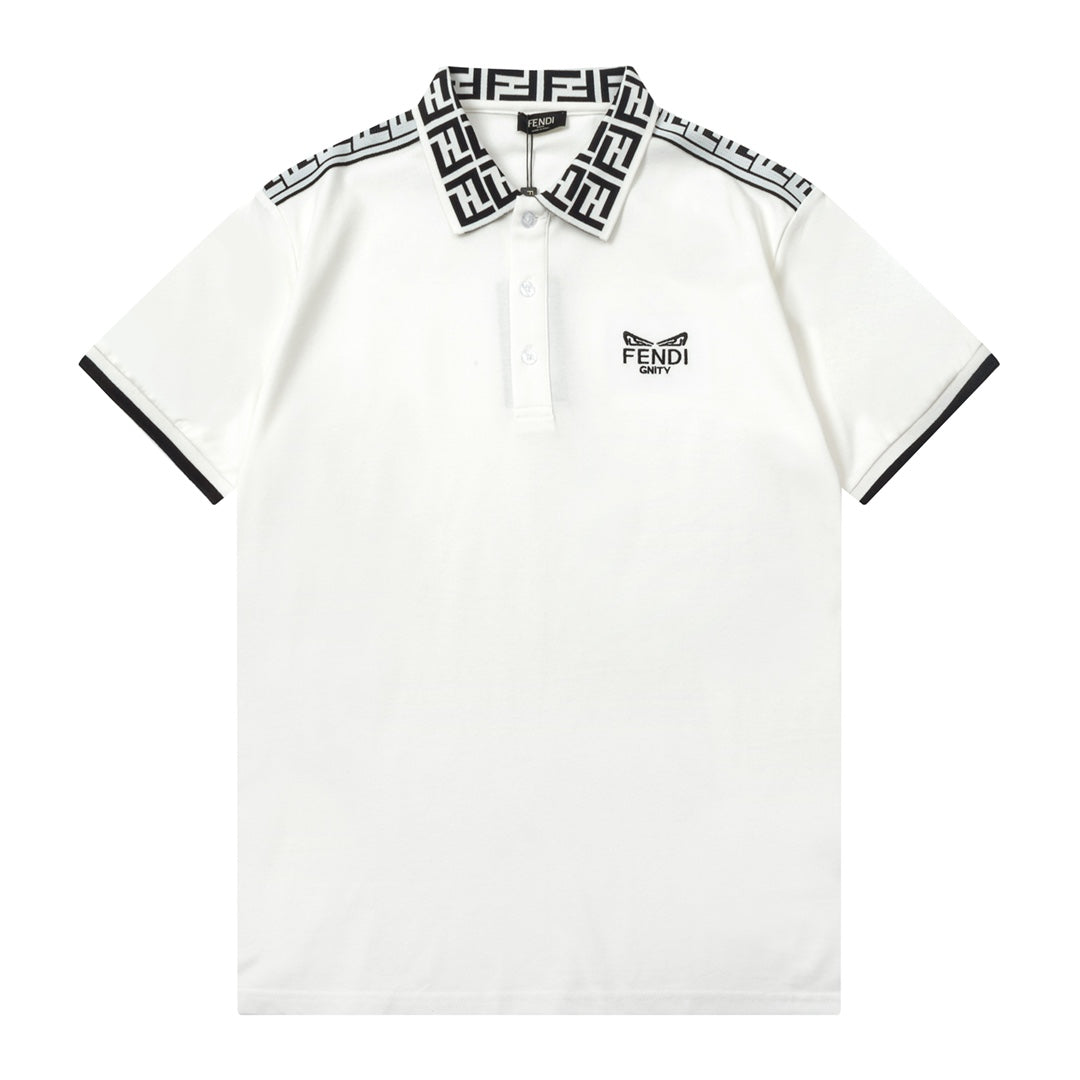 1211 New embroidered color patchwork polo shirt