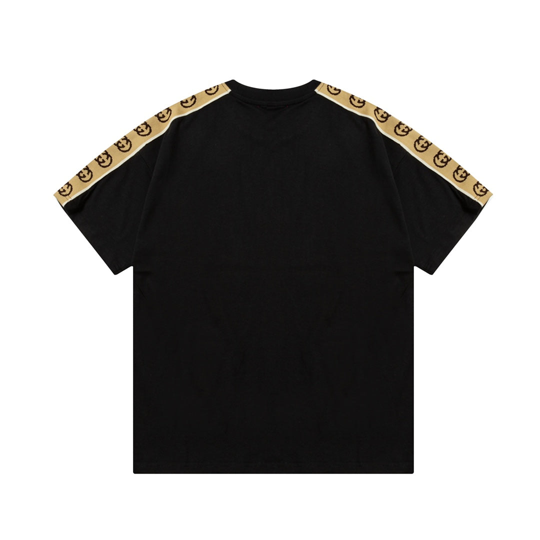 1211 New woven band hand sleeve patchwork T-shirt