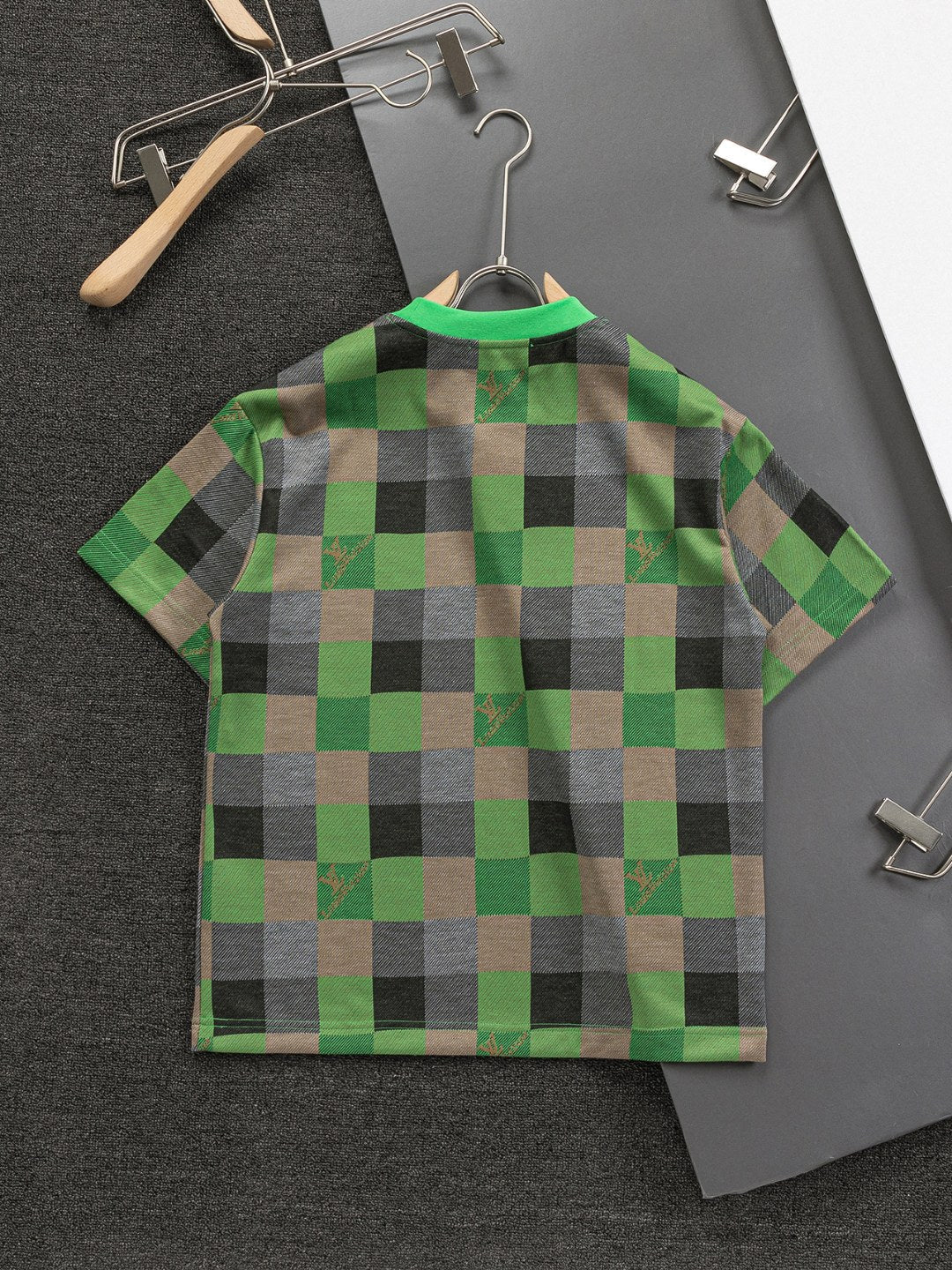 250212 New high quality checkerboard letter embroidered T-shirt