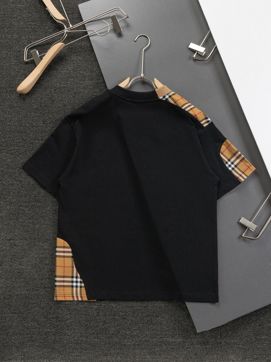 250212 New high quality plaid misplaced irregular T-shirt