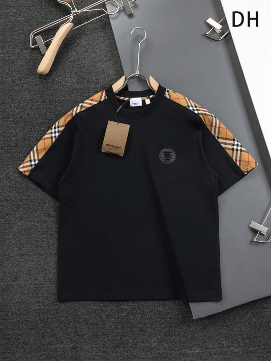 250218 New classic plaid patchwork T-shirts