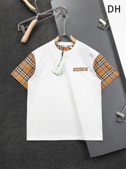 250218 New classic plaid patchwork T-shirts