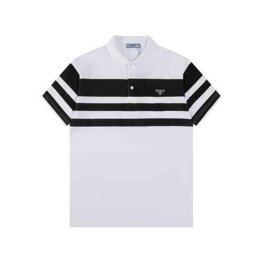 250218 New striped metal polo shirt