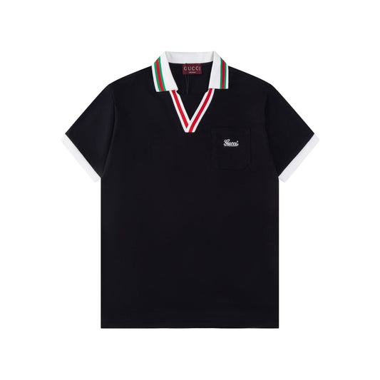 250218 New high quality navy collar polo shirt