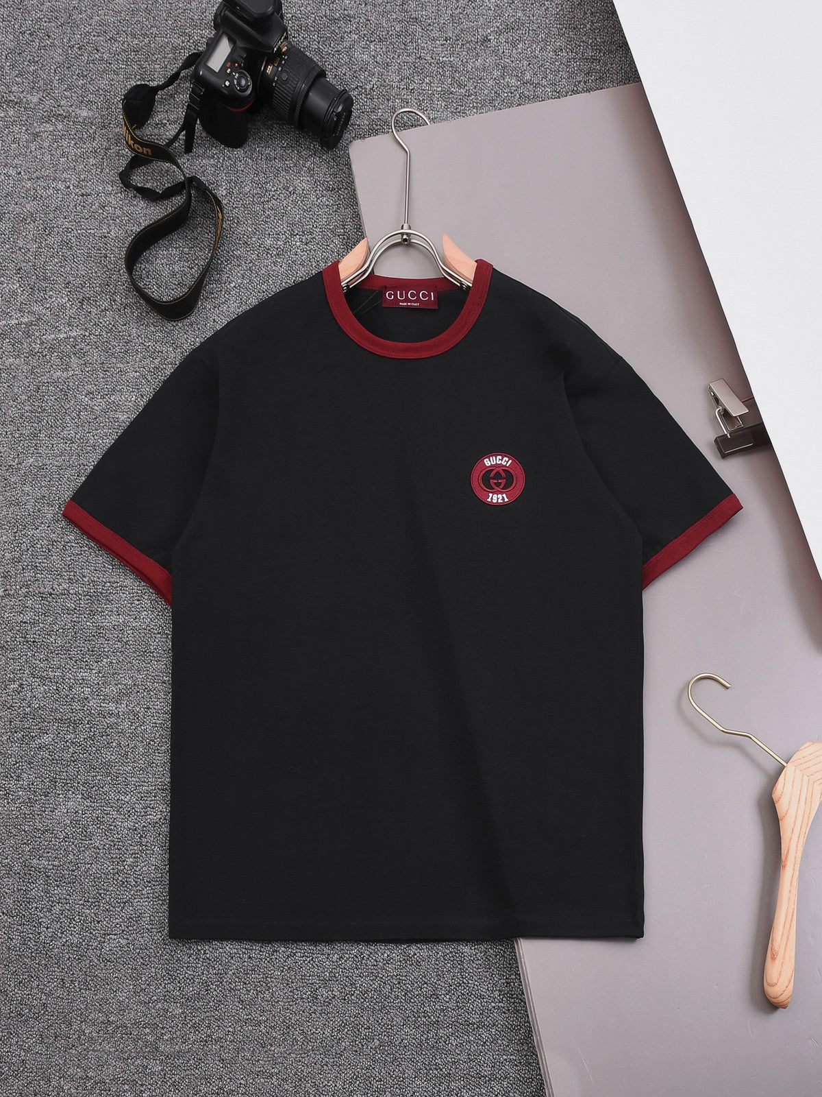 250218 New collared color wash cotton T-shirt