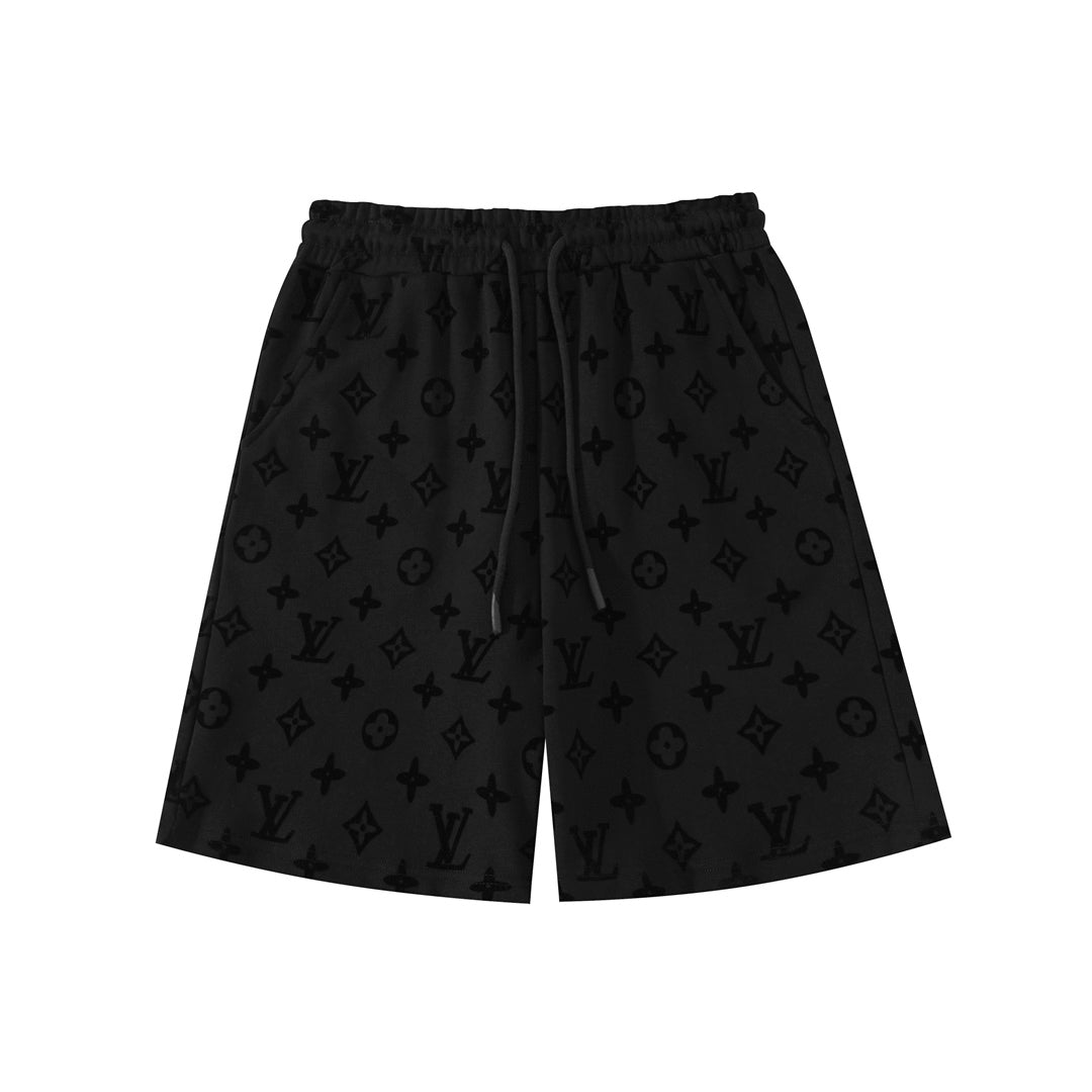 250218 New high quality full logo flocking velvet shorts