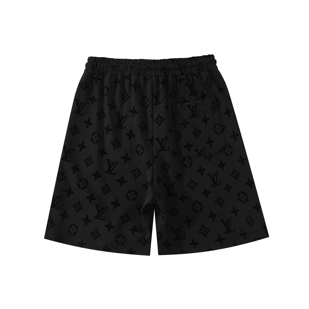 250218 New high quality full logo flocking velvet shorts