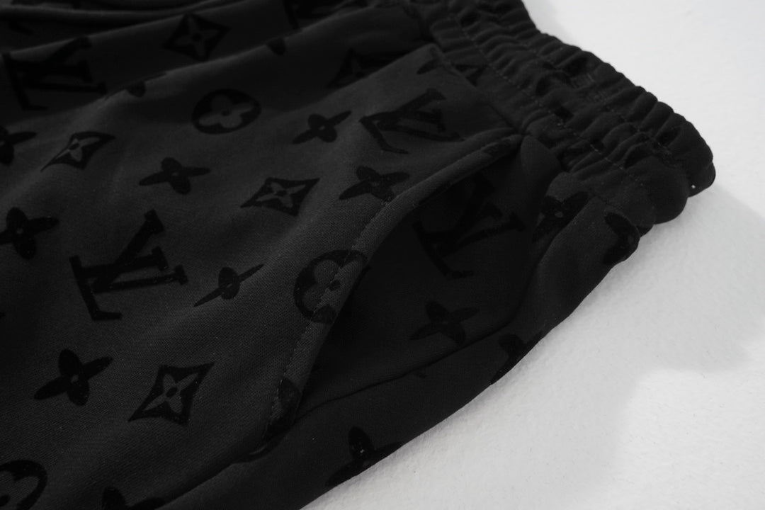 250218 New high quality full logo flocking velvet shorts