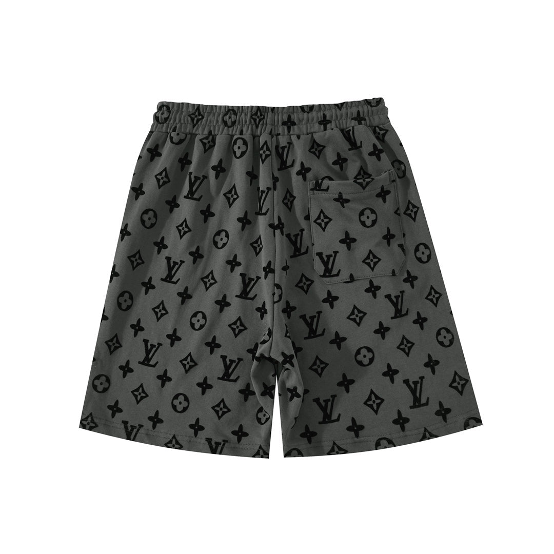 250218 New high quality full logo flocking velvet shorts