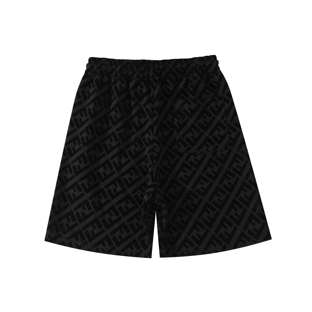 250218 New high quality full logo flocking velvet shorts