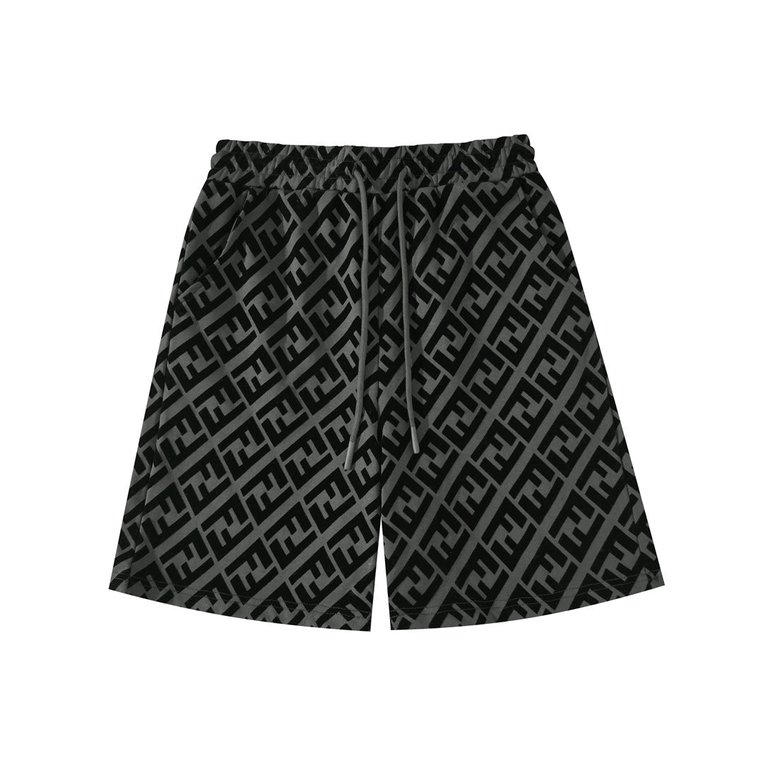 250218 New high quality full logo flocking velvet shorts