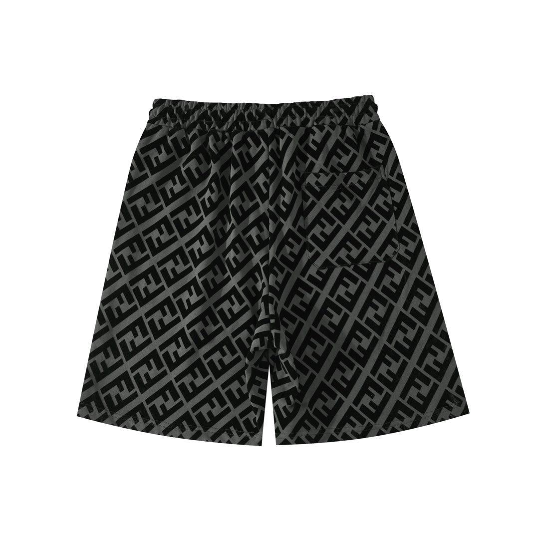 250218 New high quality full logo flocking velvet shorts