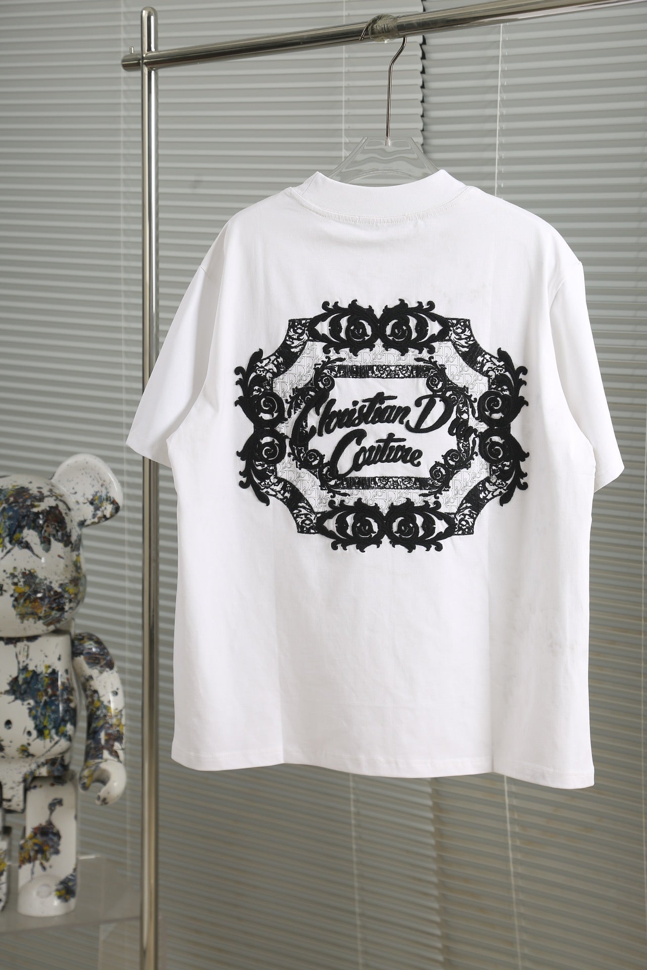 240224 New high quality three-dimensional printed three-dimensional hollow embroidered T-shirt